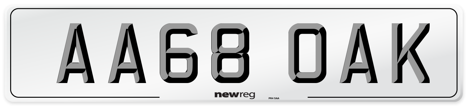 AA68 OAK Number Plate from New Reg